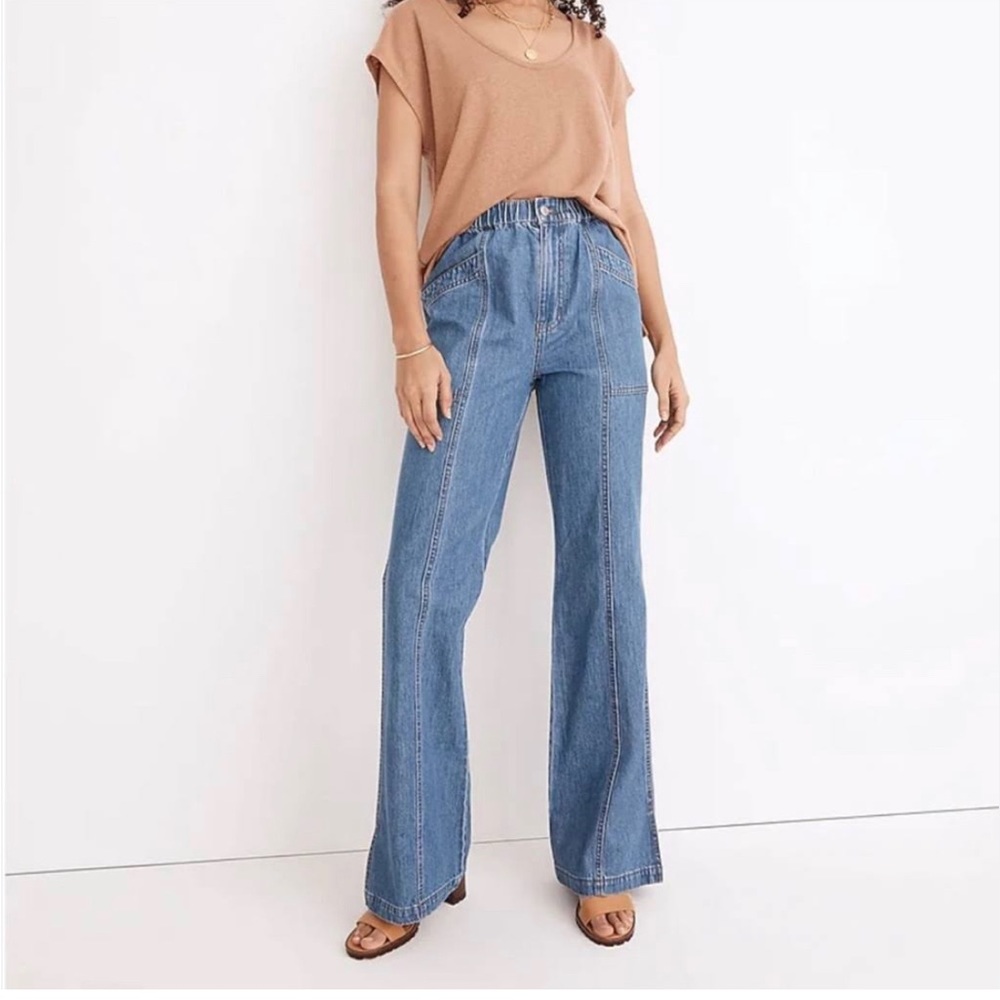 Madewell pull on relaxed wide leg jeans